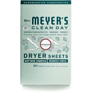 imageMRS MEYERS CLEAN DAY Dryer Sheets Fabric Softener Reduces Static Infused with Essential Oils Honeysuckle 80 Count1 Count Pack of 80