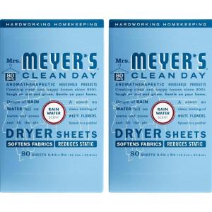 imageMRS MEYERS CLEAN DAY Dryer Sheets Fabric Softener Reduces Static Infused with Essential Oils Honeysuckle 80 Count80 Count Pack of 2