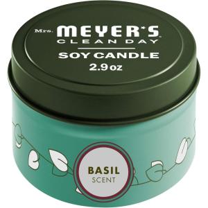 imageMRS MEYERS CLEAN DAY Soy Tin Candle 12 Hour Burn Time Made with Soy Wax and Essential Oils Basil 29 ozBasil