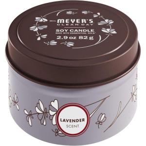 imageMRS MEYERS CLEAN DAY Soy Tin Candle 12 Hour Burn Time Made with Soy Wax and Essential Oils Basil 29 ozLavender
