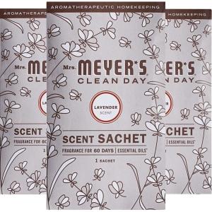 imageMRS MEYERS CLEAN DAY Air Freshener Sachets Fragrance for your Locker Car Closet and Gym Bag Lavender Pack of 3Lavender