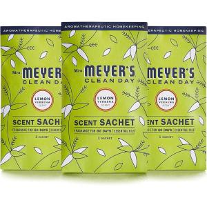imageMRS MEYERS CLEAN DAY Air Freshener Sachets Fragrance for your Locker Car Closet and Gym Bag Lavender Pack of 3Lemon Verbena