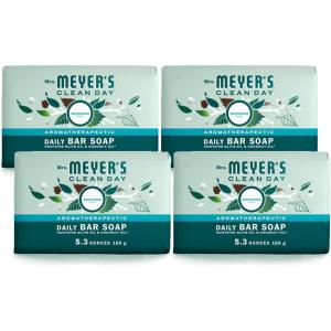 imageMRS MEYERS CLEAN DAY Bar Soap Use as Body Wash or Hand Soap Made with Essential Oils Birchwood 53 oz 4 Bars53 Ounce Pack of 4