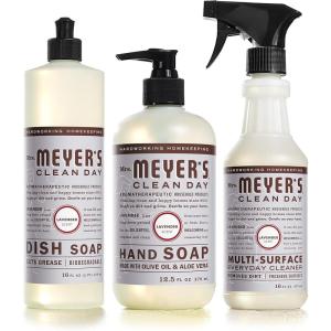 imageMRS MEYERS CLEAN DAY Kitchen Basics Set Includes MultiSurface Cleaner Hand Soap Dish Soap Lavender Scent 3 Count PackLavender